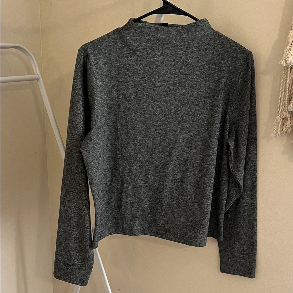 Express Charcoal Long Sleeve Women's Mock Neck Top